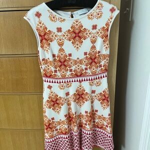 Anthropologie Red and White Patterned Dress